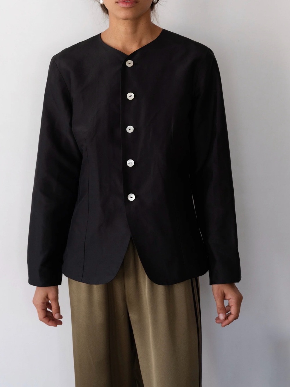 NWT DONNI. The Silk Taffeta Lady Jacket in Jet Black size M